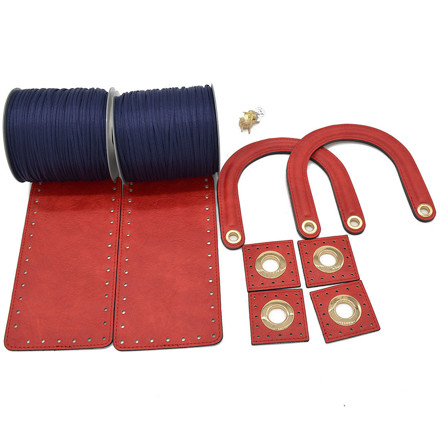Picture of Kit Diory with 22cm Side Panels, Vintage Red with 600gr Tripolino Cord Yarn, Blue