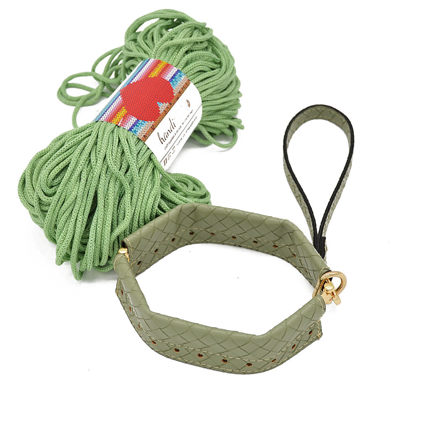 Picture of Kit FLEX Purse, 20cm with Wrist Handle, Braided Khaki-Pistacchio with 200gr Eco Rayon Cord Yarn, Green Tea (006)