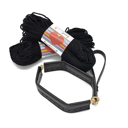 Picture of Kit FLEX Purse, 25cm with Wrist Handle, Black with 400gr Eco Rayon Cord Yarn, Black