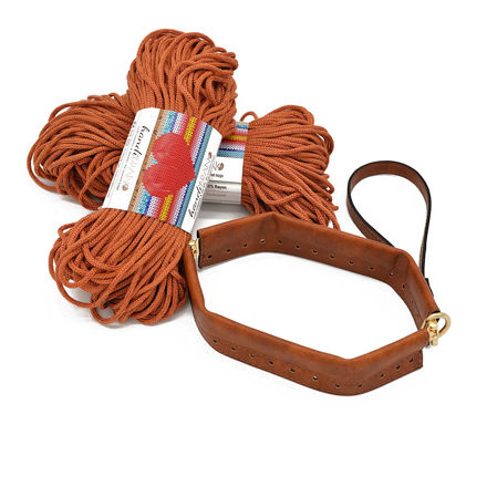 Picture of Kit FLEX Purse, 25cm with Wrist Handle, Tabac with 400gr Eco Rayon Cord Yarn,Terracotta