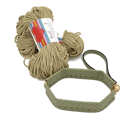 Picture of Kit FLEX Purse, 25cm with Wrist Handle, Braided Khaki Pistacchio with 400gr Eco Rayon Cord Yarn, Nude Pistacchio (011)