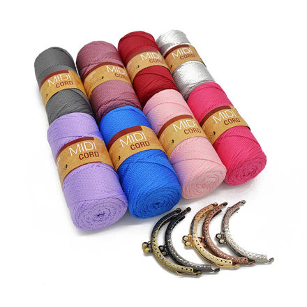 Picture of Kit Set of 5 Frames, 8.5cm with 400gr Midi Cord Yarn. Choose Your Color!