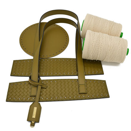 Picture of Kit Beach Bag with Round Base, Braided Olive with 700gr Fibra Cord Yarn, Light String