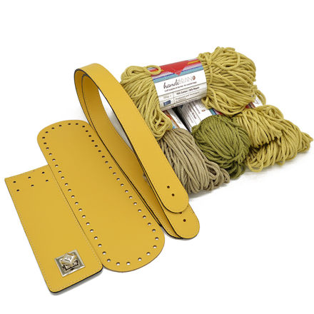 Picture of Kit Animal Pattern Julia ,Tongue Closure, Handles & Base, Yellow Veneta with 800gr Eco Rayon Cord Yarn