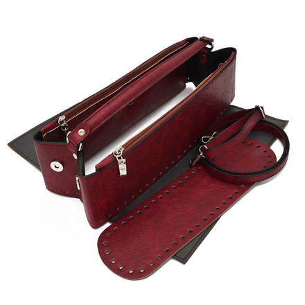 Picture of Junie Set, Upper Frame with Handle, Two Cases with Side Zipper & Base, Vintage Bordeaux