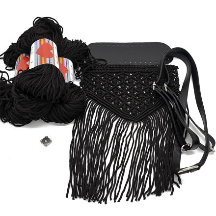 Picture of Kit Macrame Boho Backpack, Elephand with 600gr Hearts Cord Yarn, Black