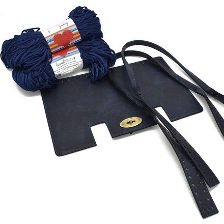 Picture of Kit Mulberry Vintage Blue with 800gr Handibrand's Hearts Cord Yarn, Blue