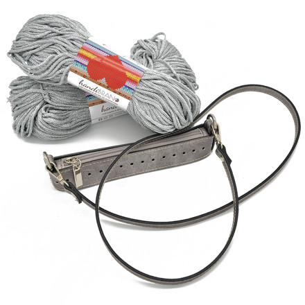 Picture of Kit Zipper Full 20 cm, Vintage Silver with 400gr Metallic Cord Yarn, Iridescent Gray