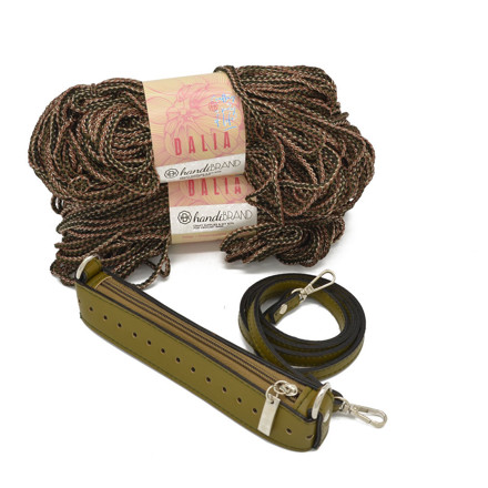 Picture of Kit Zipper Full 20 cm, Veneta Olive Green with 400gr Dalia Cord Yarn., Brown-Olive Green 603