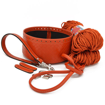 Picture of Kit Round Basket Crochet Bag Manhattan Orange with 400gr Eco Hearts Cord Yarn, Orange (Code: 001)