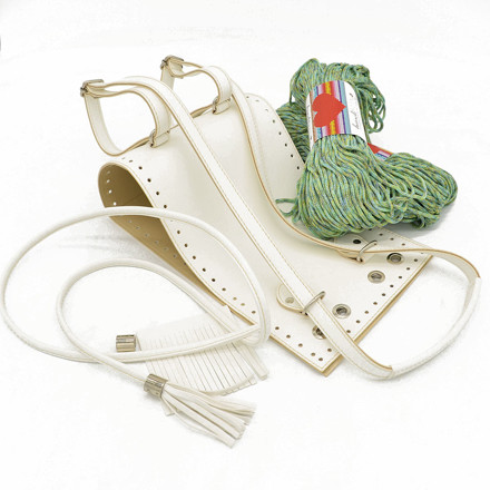 Εικόνα της Κιτ Πλάτης Erato, Vintage Λευκό με Φουντίτσες και Μεταλλικά Αξεσουάρ με Νήμα Heart 400γρ, Tiffany Multicolor