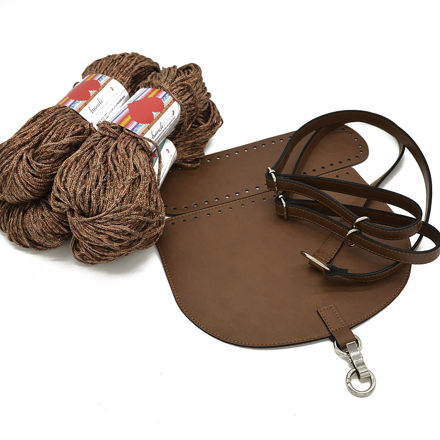 Picture of Kit Backpack, Espresso Coffee with 800gr Handibrand's Hearts Cord Yarn, Multicolor Brown-Bronze