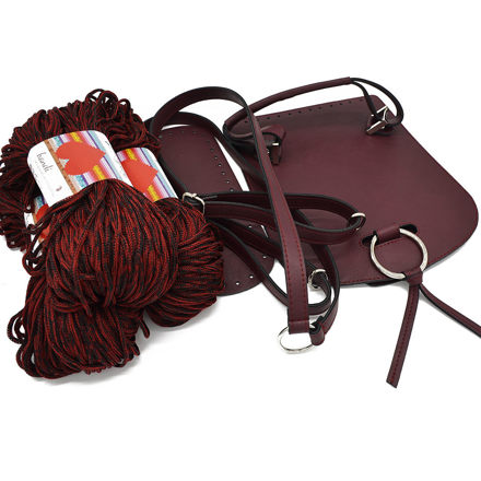 Picture of Kit Chloe Backpack, Bordeaux with 600gr Hearts Cord Yarn, Multicolor Bordeaux-102