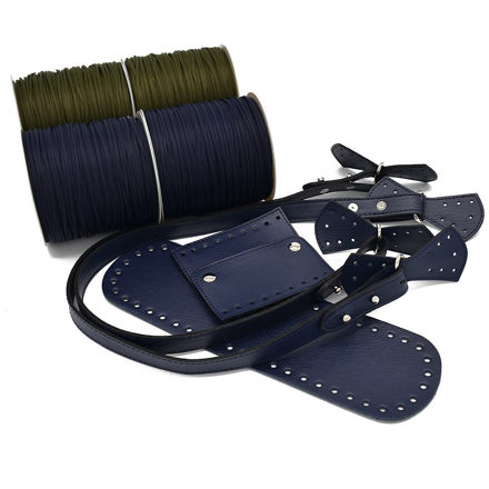 Picture of Kit BONNIE, Handles, Base & Tongue, Blue with 600gr Tripolino Cord Yarn. Choose Your Cord Yarn Color!