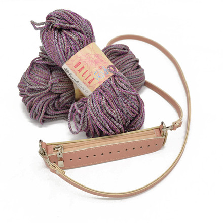 Picture of Kit Zipper Full 20 cm, Pink with 400gr Dalia Cord Yarn, Lilac Gray 641