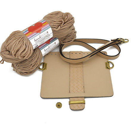 Picture of Kit MELLIA Bag Cover, 23cm Light Cigar with 120cm Strap and 400gr Eco Hearts Cord Yarn, Summer Beige
