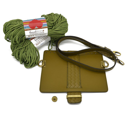 Picture of Kit MELLIA Bag Cover, 23cm Venetta Olive with 120cm Strap and 400gr Eco Hearts Cord Yarn, Venetta Green
