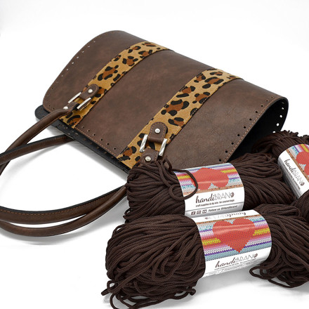 Picture of Kit Travel Tote Bag, Handibrand, Wood Brown, Pony Skin Stripe  & 600gr Heart Brown