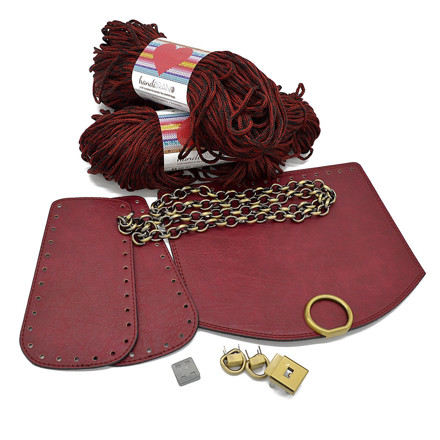 Picture of Kit Round Cap with Round Lock, Vintage Bordeaux with Heart Yarn 400gr, Bordeaux(102)